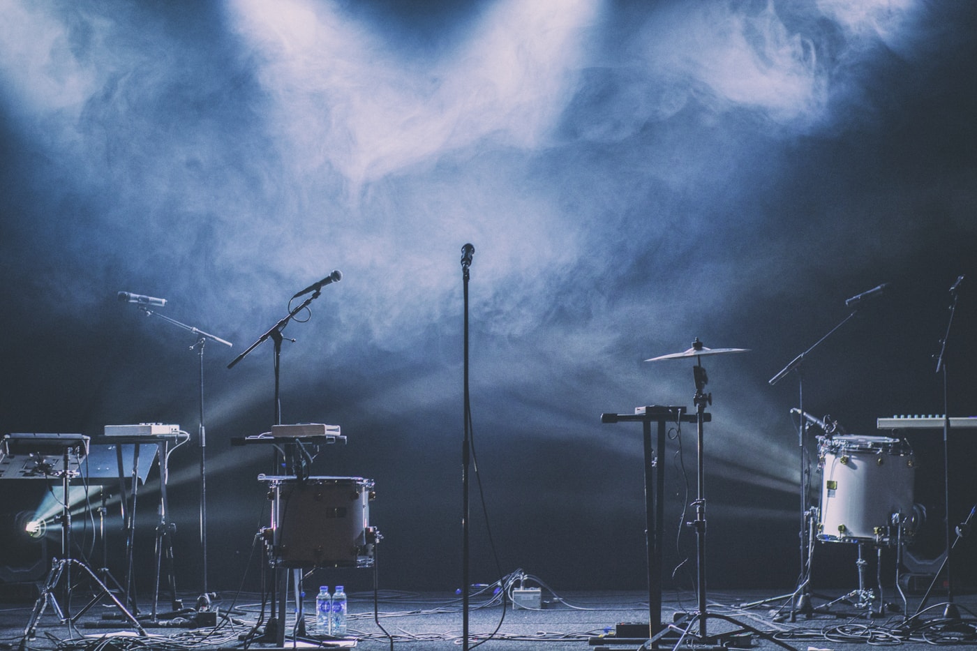 Stage equipment and lighting rig prepared for an event